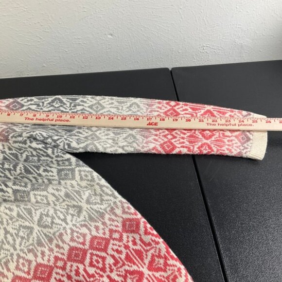 Talbots Womens Sweater Sz L Coral Gray White Lambswool Blend Fair Isle Pullover - Picture 6 of 8